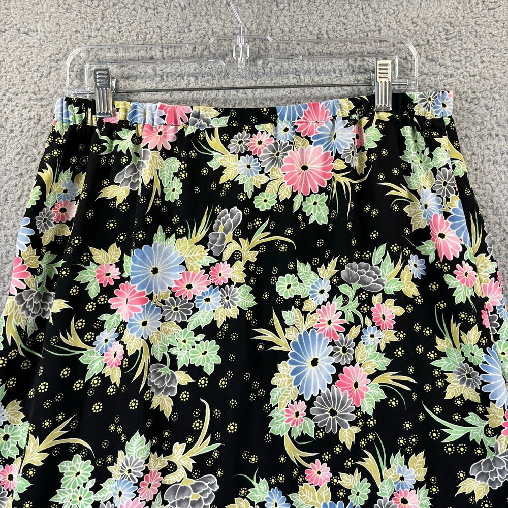 VTG 90s Skirt Sz 14 Cottagecore Feminine Girlcore Floral Modest Midi Ruffle Hem - Picture 5 of 10